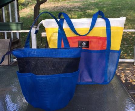 Custom LARGE ZipTop Shower Bags In your colors (see black and royal blue bag on left)